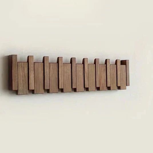Stijlvolle Houten Piano Kapstok met Meerdere Haken | Unieke Wandkapstok van Massief Hout – Duurzaam, Compact & Elegant Ontwerp voor Hal, Slaapkamer of Kantoor 1